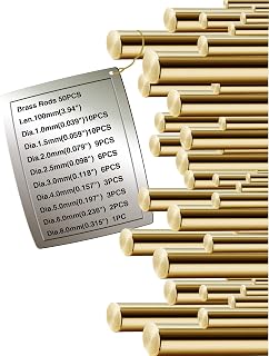 Coolneon Brass Rods Dia.1mm to 8mm,Len.100mm,50PCS,Knife Handle Material,Knife Handle Pins,Brass Round Stock,Knife Pins,Brass Pins for Knife Handles Scales,for Hardware,Novelty,DIY,Hobby,Model Car