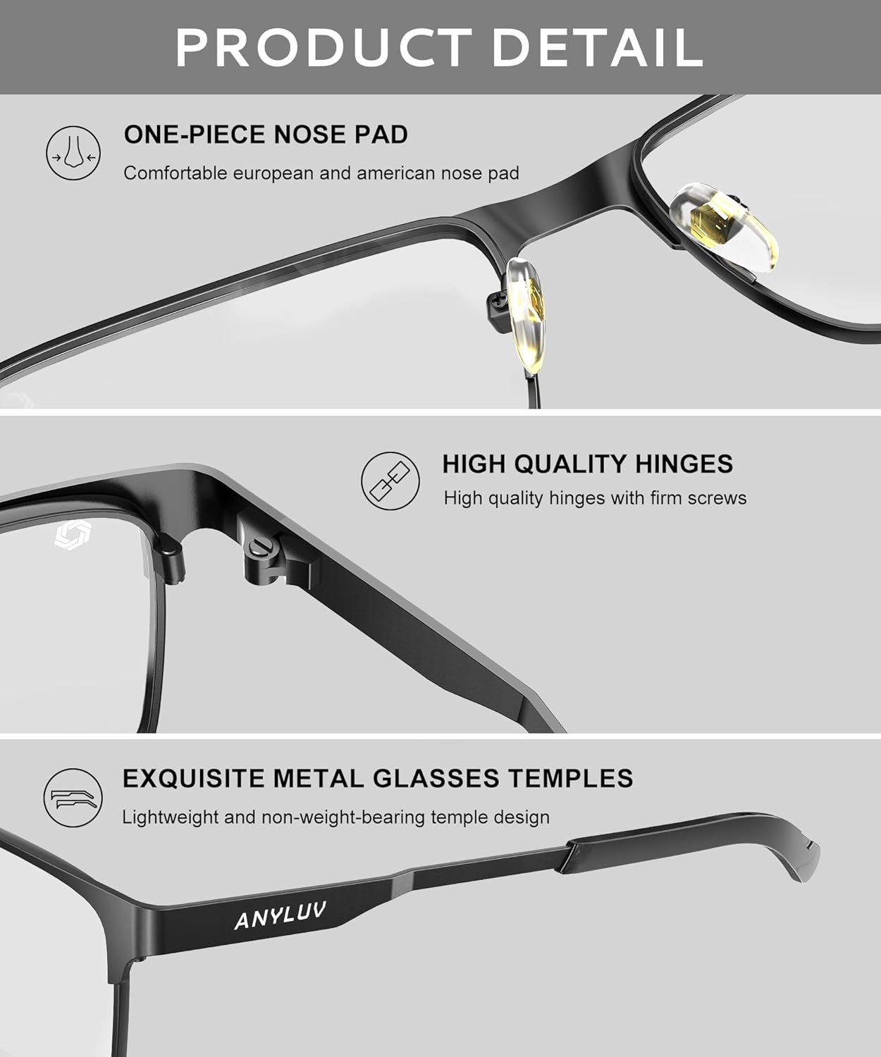 ANYLUV Blue Light Glasses for Men/Women, Lightweight Blue Light Blocking Glasses, Anti-Eye Strain Computer Glasses for Gaming - Image 5