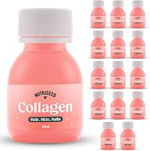 Nutriseed Collagen Shots (14 x 60ml), Cold Pressed Shots, Flash Frozen | Marine Collagen 5000mg Blended with Pineapple, Strawberry, Lemon, Apple & More, 230mg Vitamin C, Supports Skin, Hair & Nails