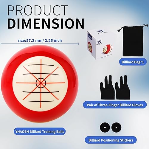 Miniatura 3 de YHAOEN Artefacto de entrenamiento de pelota de billar con un par de guantes de billar de tres dedos, una bolsa de pelota y dos puntos marcadores de