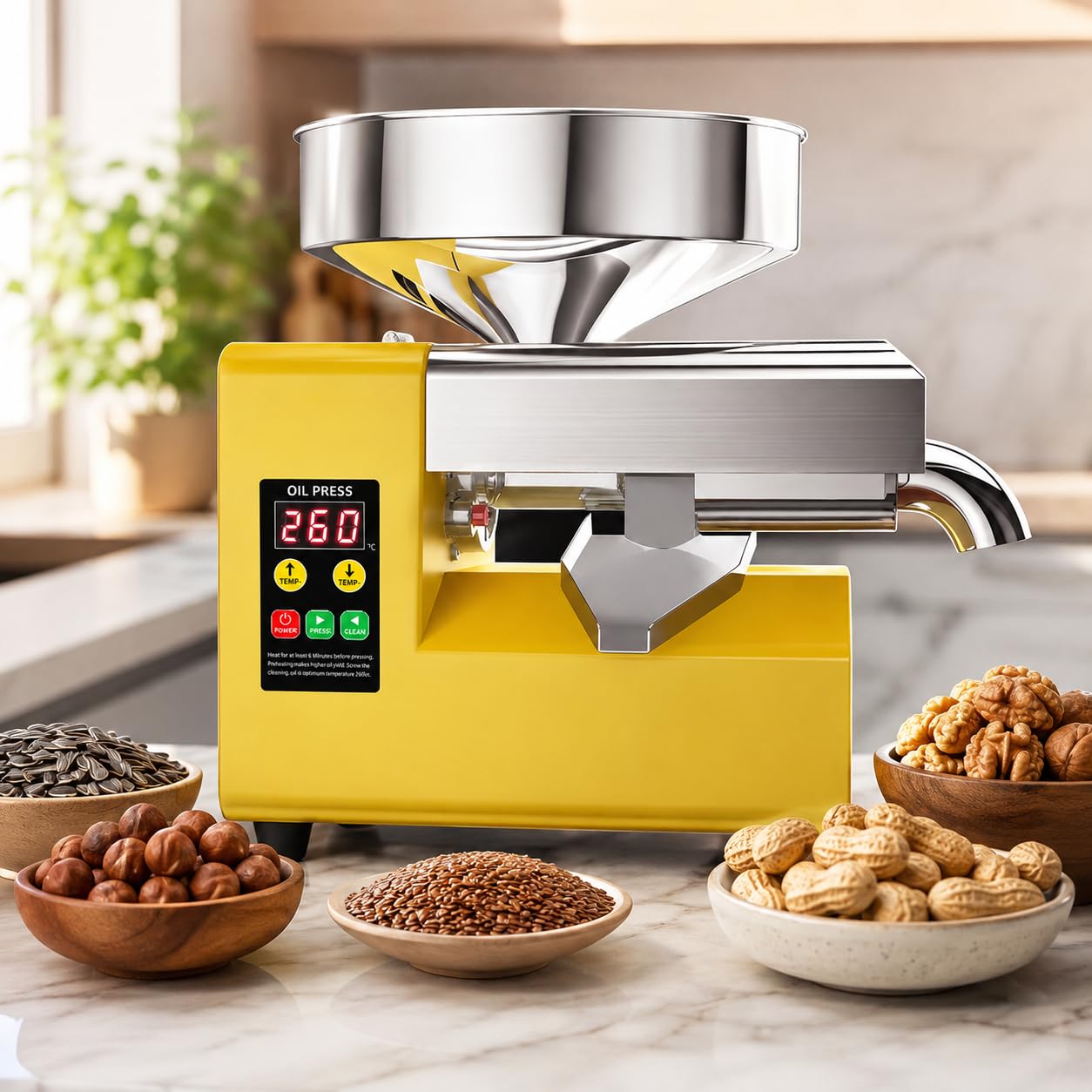 Adeproptitysed Multicolor Nut And Seed Oil Press Machine, Oil Press Machine Oil Extractor 1000W