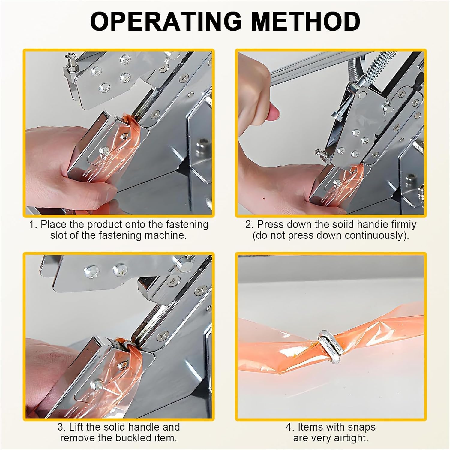 Tagliasacchetti Manuale a U per Legare e Tagliare Sacchetti, 150-200 Clip, Diametro dellinvolucro 50-120 mm, sigillatrice Manuale per Sacchetti di plastica e Verdure (8000)