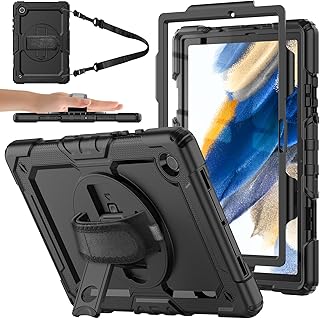 Case Compatible with Samsung Galaxy Tab A8 10.5 Inch 2022 W/Screen Protector Pencil Holder, 360 Rotate Hand Strap & Stand, Drop-Proof Protection Galaxy Tab A8 Case SM-X200/X205/X207