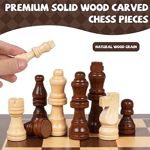 Miniatura 3 de Juego de ajedrez magnético de madera para adultos y niños, tablero de ajedrez de 12 pulgadas con piezas de ajedrez magnéticas hechas a mano con 2