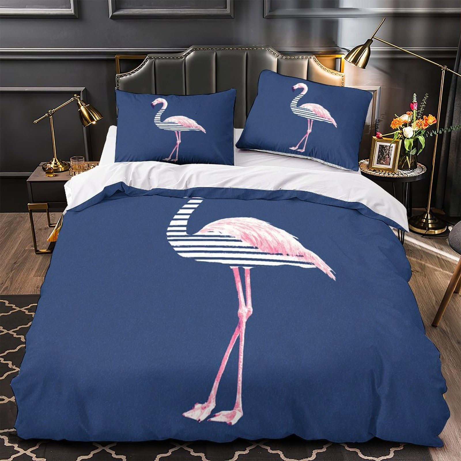 Housse de Couette Flamant Rose Hypoallergique en Microfibre Douce