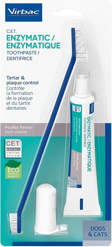 C.E.T. Kit de Higiene Bucal para Perros, Pasta de Dientes Sabor Ave con Cepillo de Dientes | Kit de cepillo y pasta de dientes para perros, kit dental para perros sabor ave, kit de cepillo de dientes para mascotas, incluye cepillo para dedos