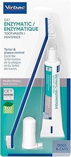 Virbac C.E.T.® Oral Hygiene Kit for Dogs | Poultry-flavor Toothpaste | Fingerbrush and Pet Toothbrush