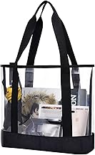 BORMELUN Clear Totes Bag Damen – Große Arbeit Transparente Schultertasche Handtasche Schwarz, Transparent
