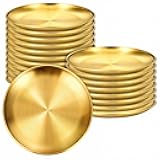 YQQYG 20 Pieces Gold Stainless Steel Plates, 6.5 Inch Metal Round Dinner Dishes, Reusable and Dishwasher Safe for BBQ, Salad, Snack, Desserts, Food Serving, Outdoor Camping