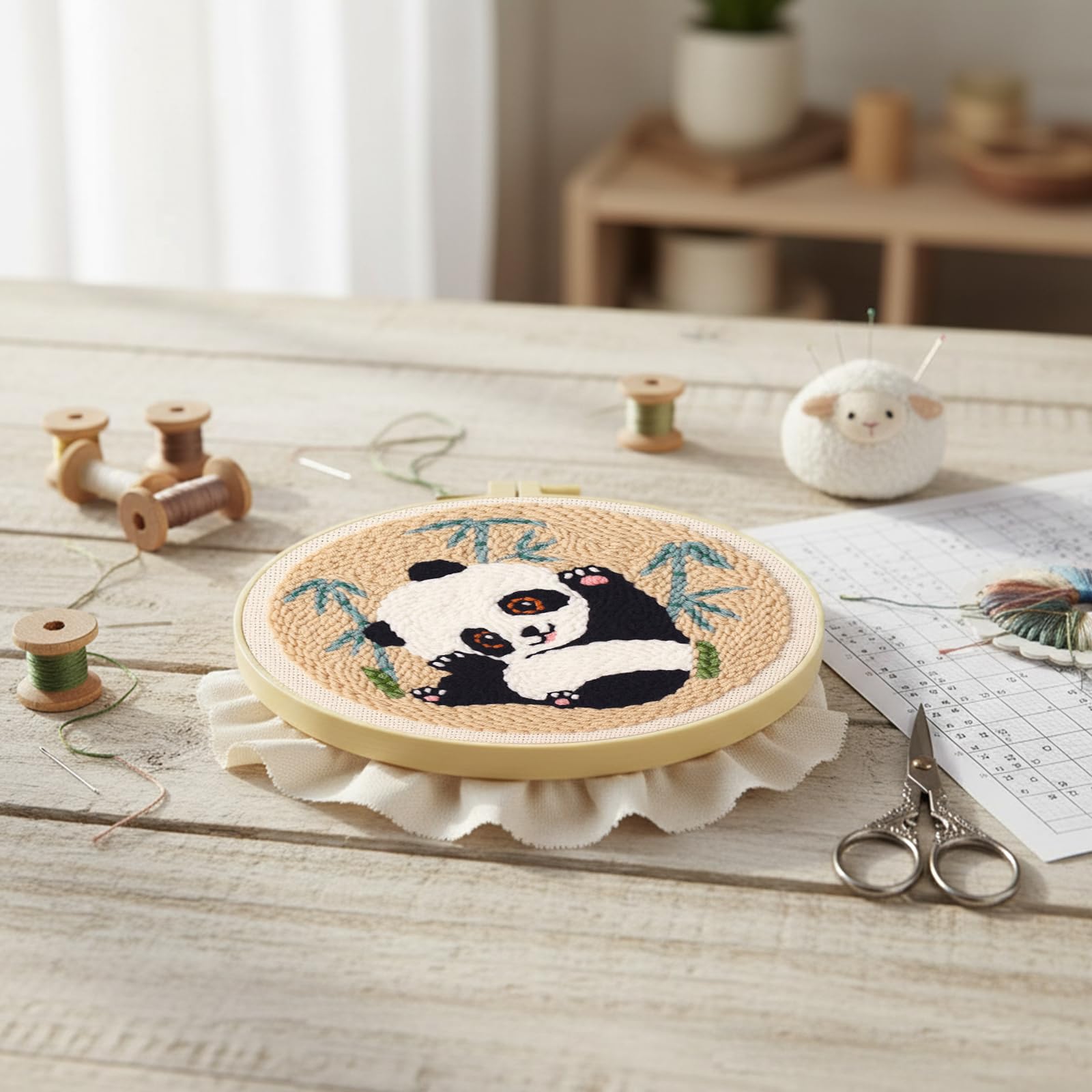 Kompletny zestaw do Punch Needle Panda 3 szt. DIY