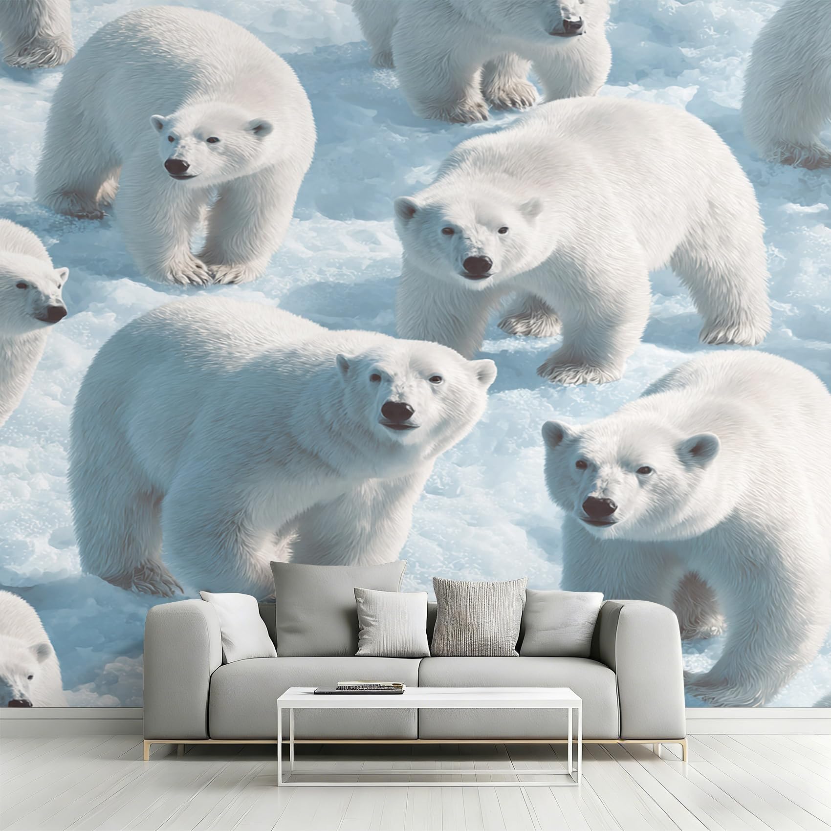 Papier peint animaux arctique pour chambre enfant ambiance banquise