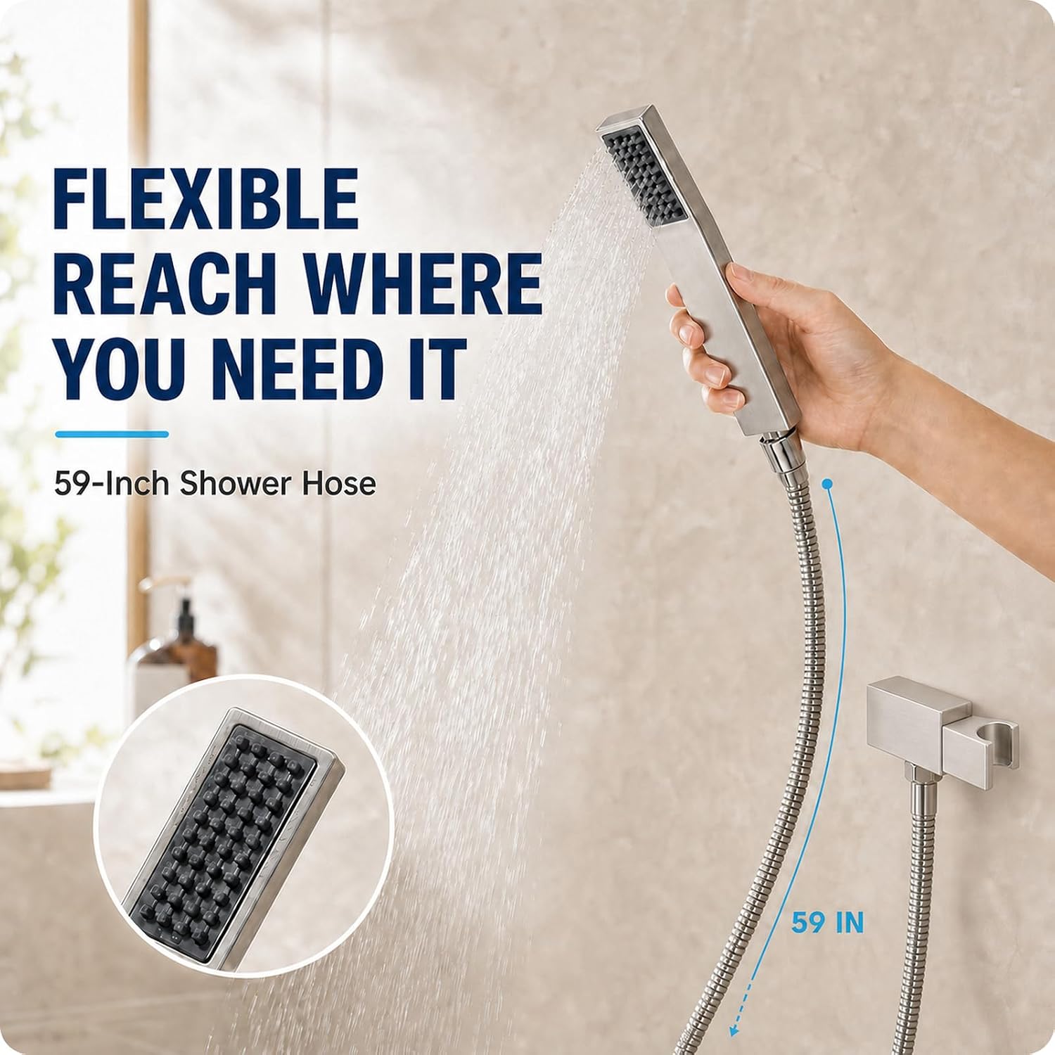 10" Rainfall Shower Faucet Set with Handheld Combo, Brushed Nickel image 5