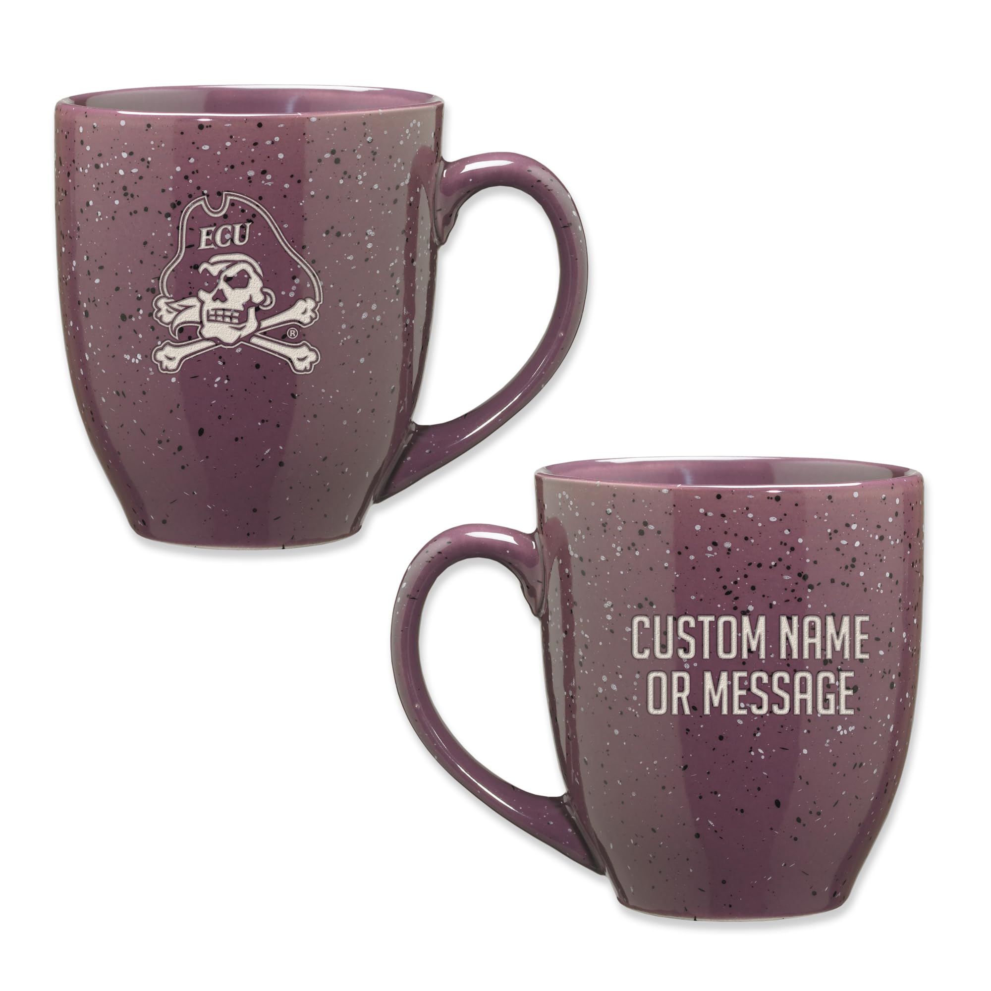 Rico Industries NCAA East Carolina Pirates Purple Personalized 16 oz Team Color Laser Engraved Speckled Ceramic Coffee Mug