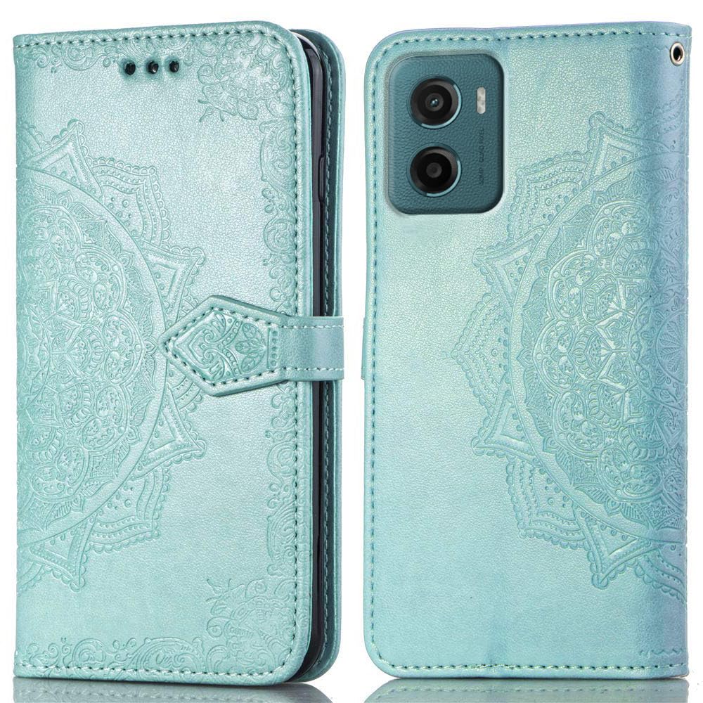 ClickCase Queen Series for Motorola Moto G06 Power Leather Flower Embossing Wallet Flip case Magnetic Closure Flip Cover for Motorola Moto G06 Power (Sea Green)