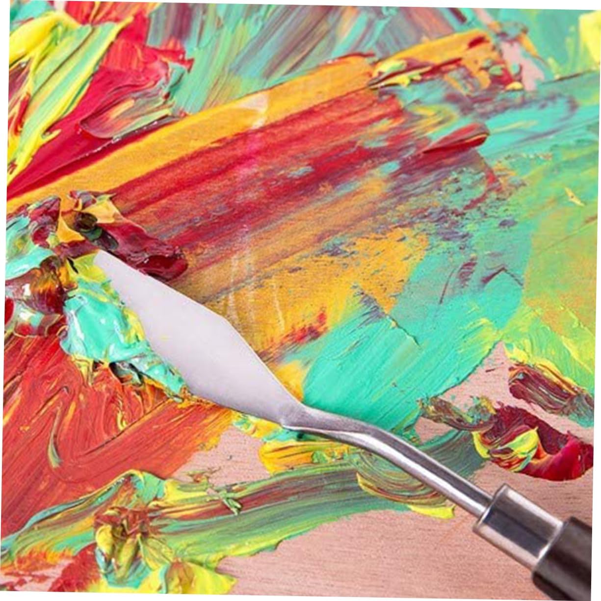 jojofuny 5Pcs Practical Paint Spatulas Lightweight Canvas Painting Tools with Wooden Handles for Oil Painting Pigment Mixing and Stirring Art Supplies