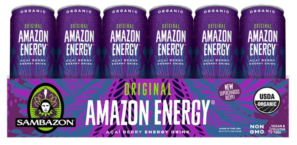 Sambazon Organic Amazon Energy Drink, Original Acai Berry, 12 Ounce (Pack of 24)