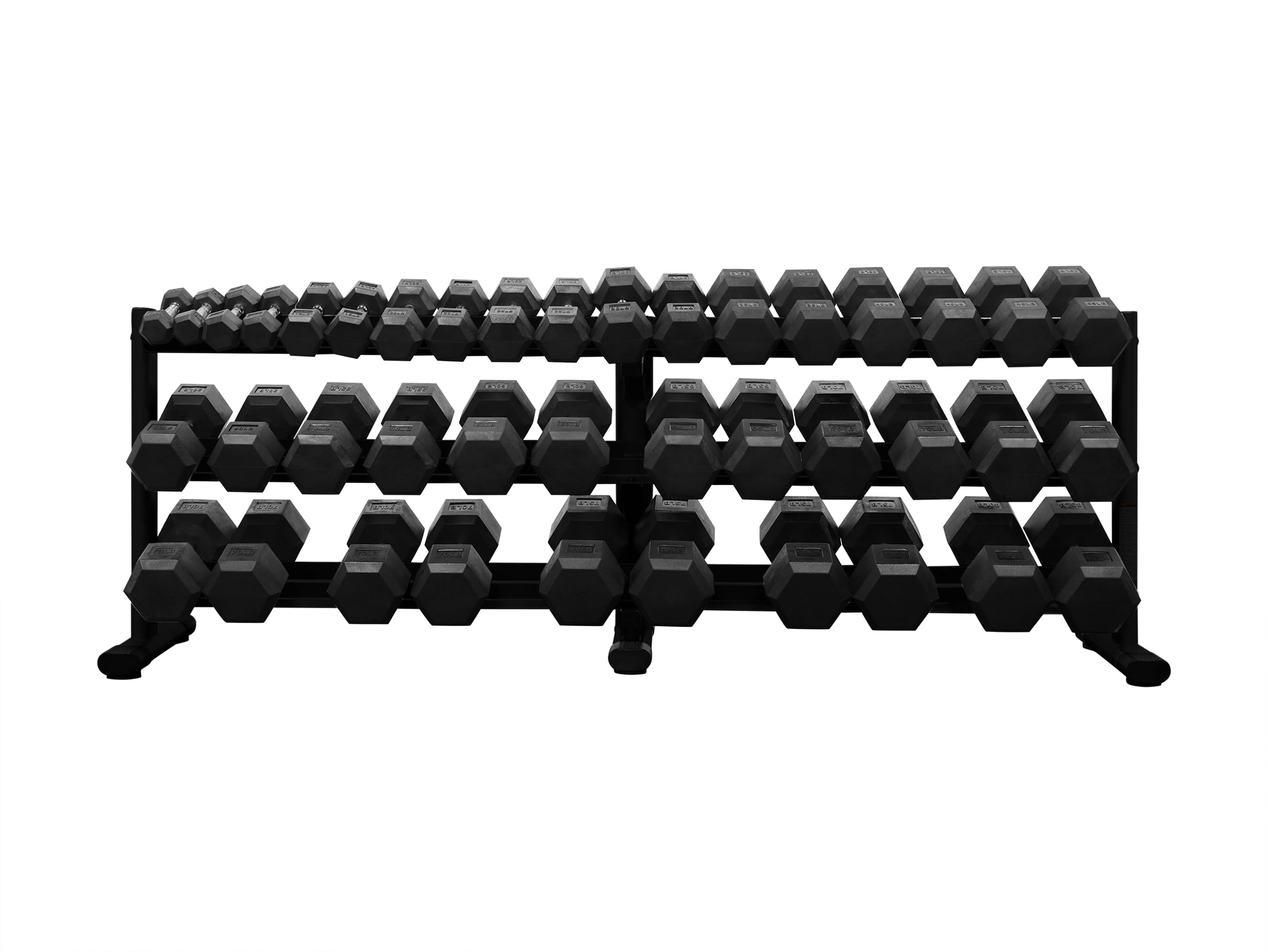 5-100lb Rubber Hex Dumbbell Set