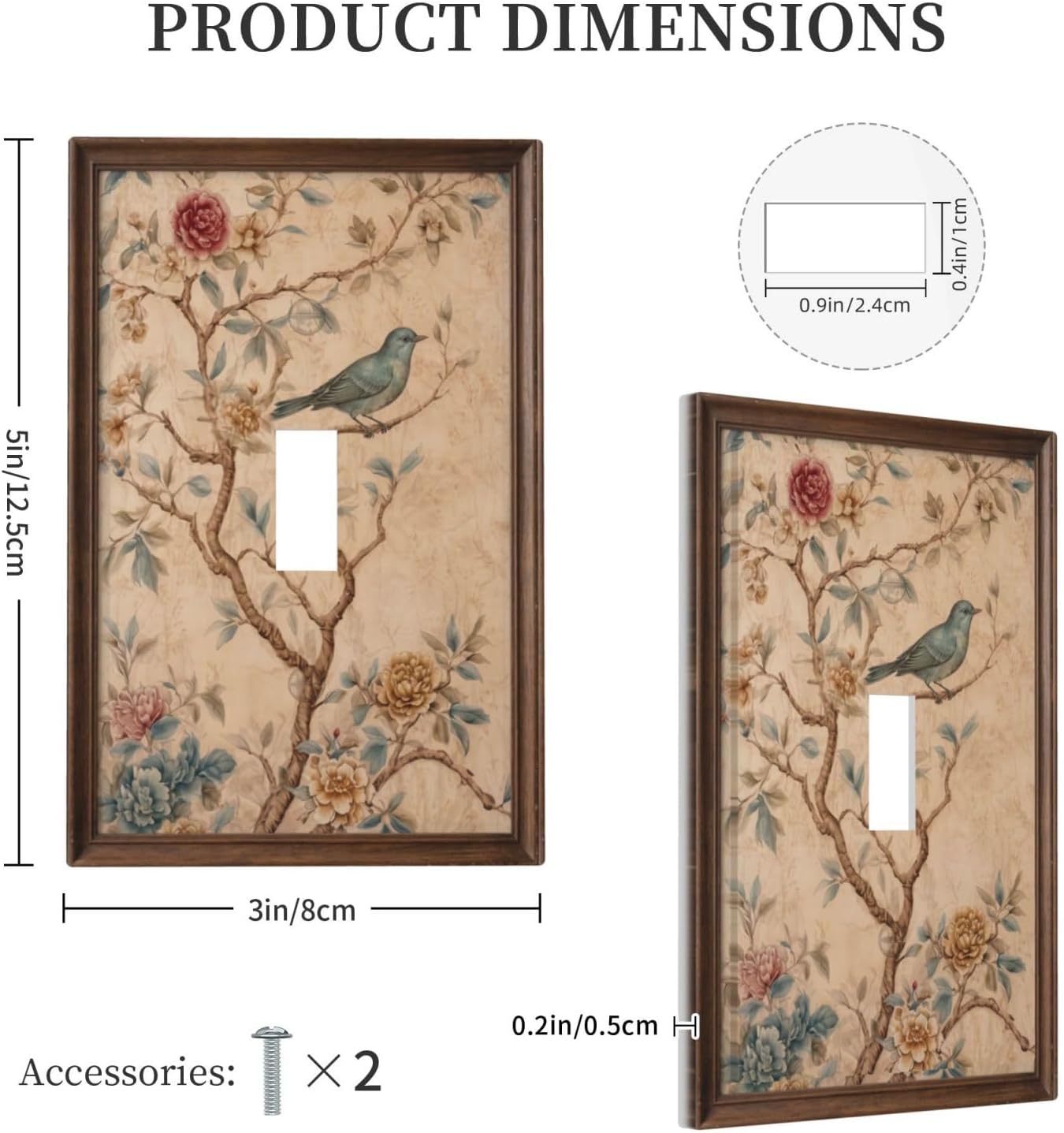 Vintage Antique Azure Blue Bird Single Toggle Art Light Switch Cover | Decorative art switch cover, vintage blue bird style, perfect wall decor for home, bedroom, living room & household use