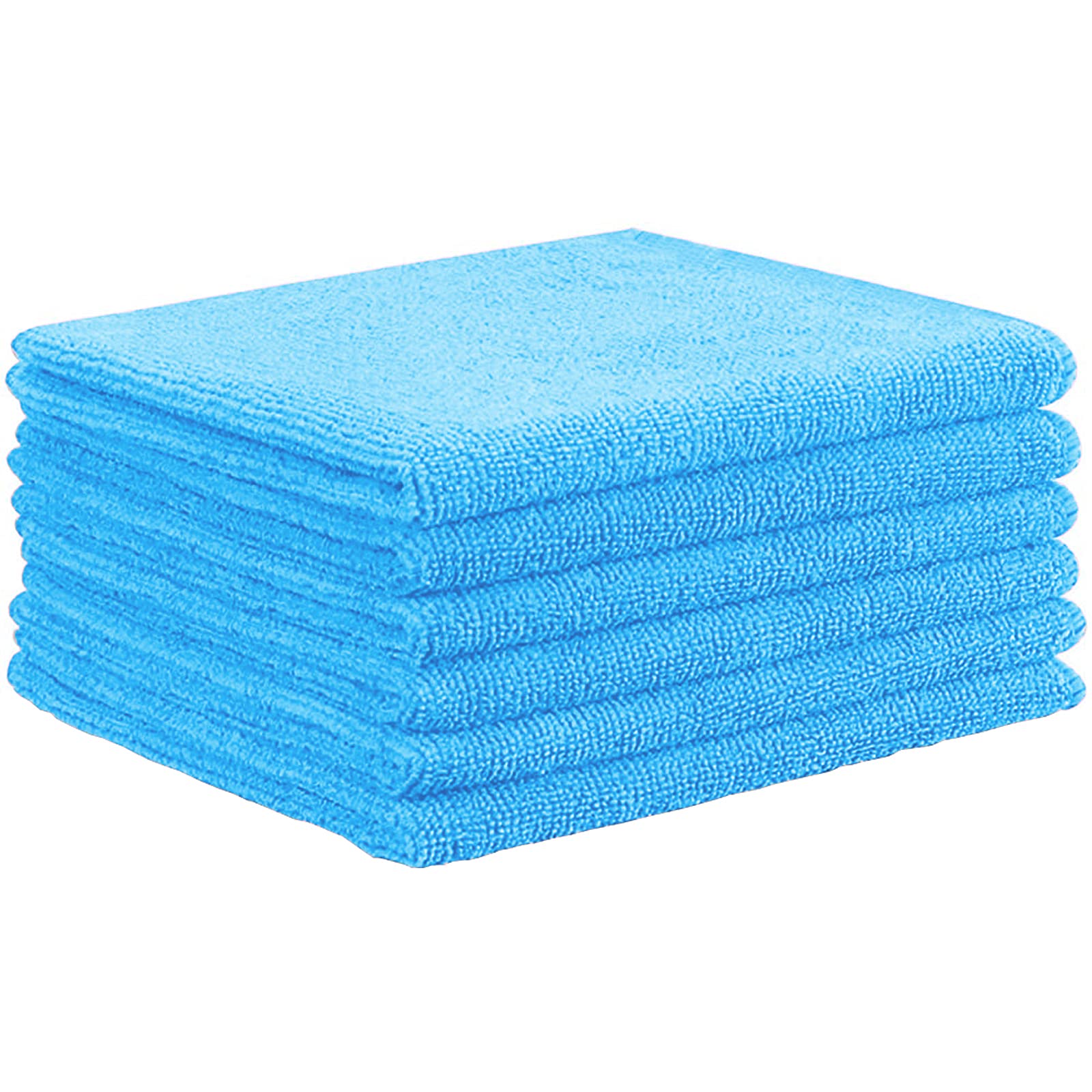 AMOS Large 40cm x 40cm Microfibre Cleaning Cloths Home Kitchen Bathroom Dusters Car Valeting Polishing Machine Washable Wipes (6 Cloths, Blue)