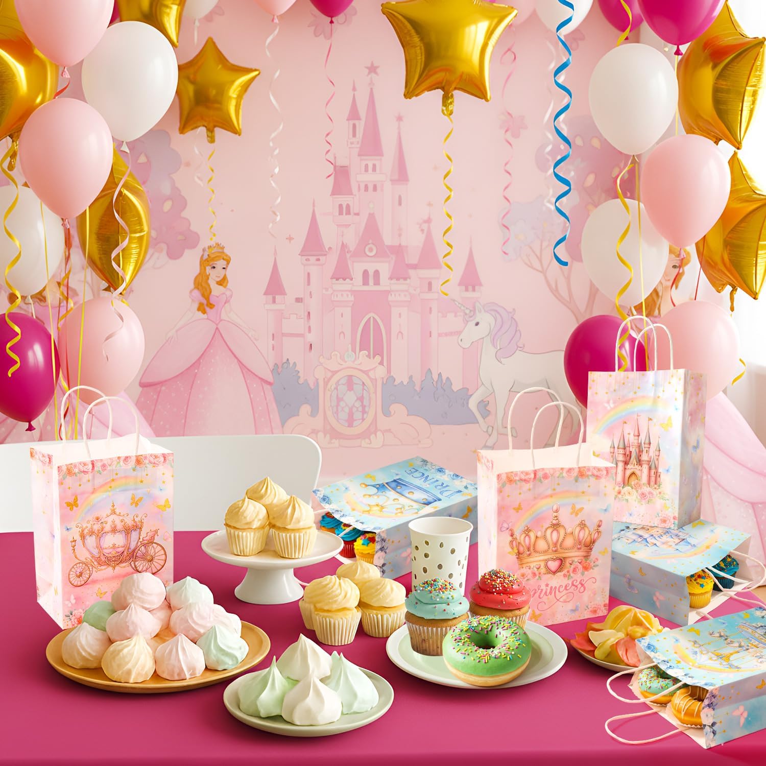 Princess and Prince Party Bags 24 Pcs– Goodie Bags, Gift Bags for Birthday Party Favors, Goody Bags with Handles for Birthday, Royal Theme Favor Bags for Treats and Decorations - Image 5