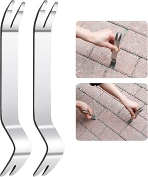 2 Pieces Patio Pavers Paver Extractor Tool Paver Removal Raise Sunken Brick Tool for Garden Lawn Yard Replace Paver Patio Blocks Auto Trim Removal Tool for Automotive Radio Stereo Dash
