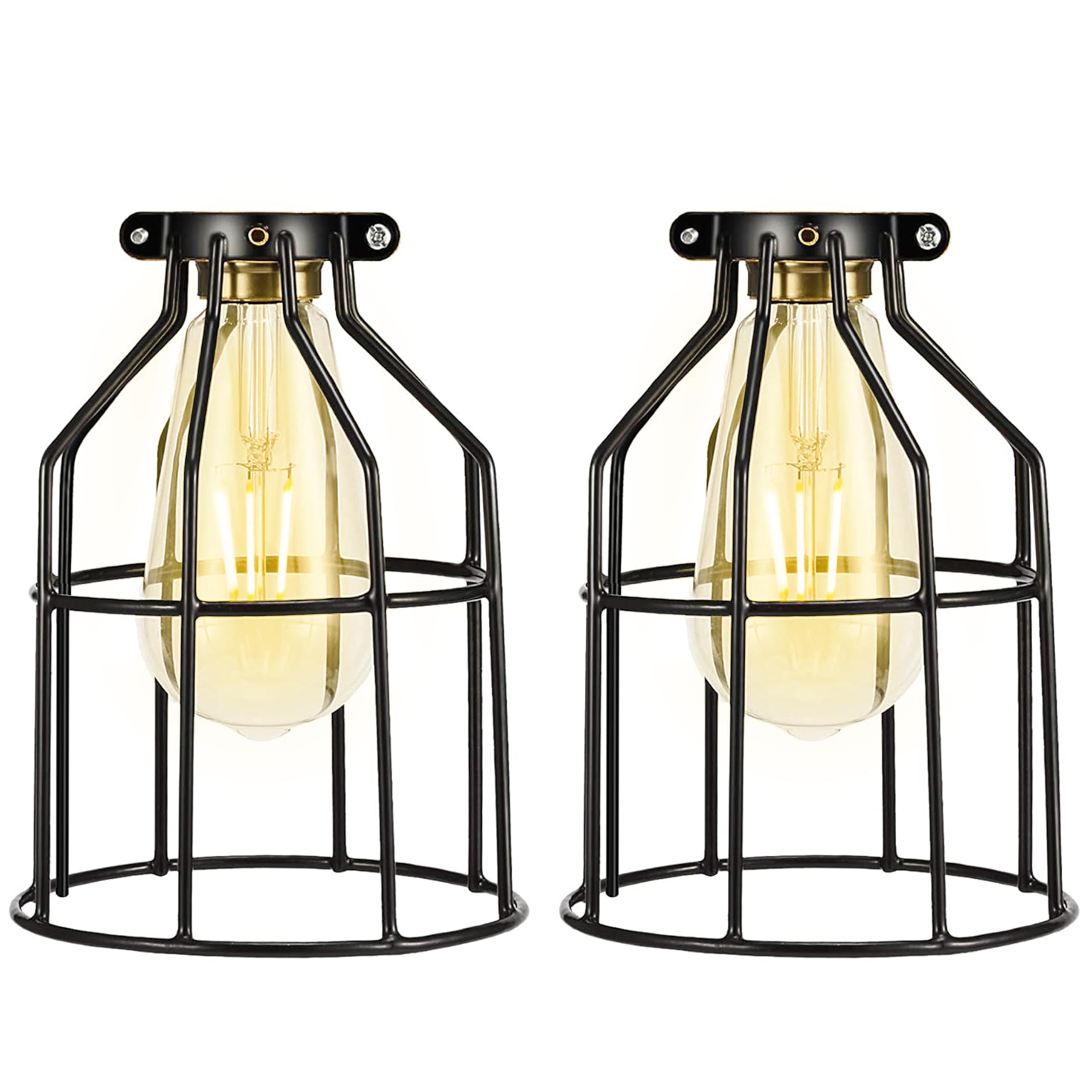 Simple Deluxe 2-Pack Metal Lamp Guard, Adjustable Industrial Clamp for Vintage Lamp Shade Pendant, Farmhouse Light Fixture