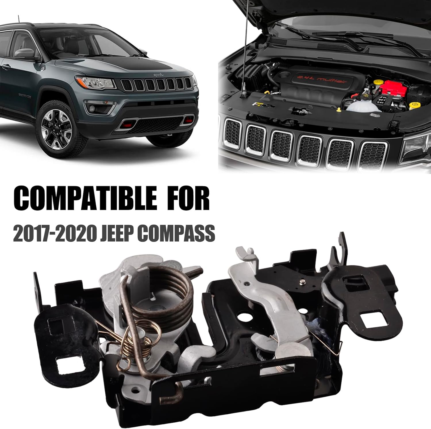 Hood Latch Lock Compatible for Jeep Compass 2017-2020 Replace Front Hood Lock Assembly 68280607AC 68280608AC 68248965AD