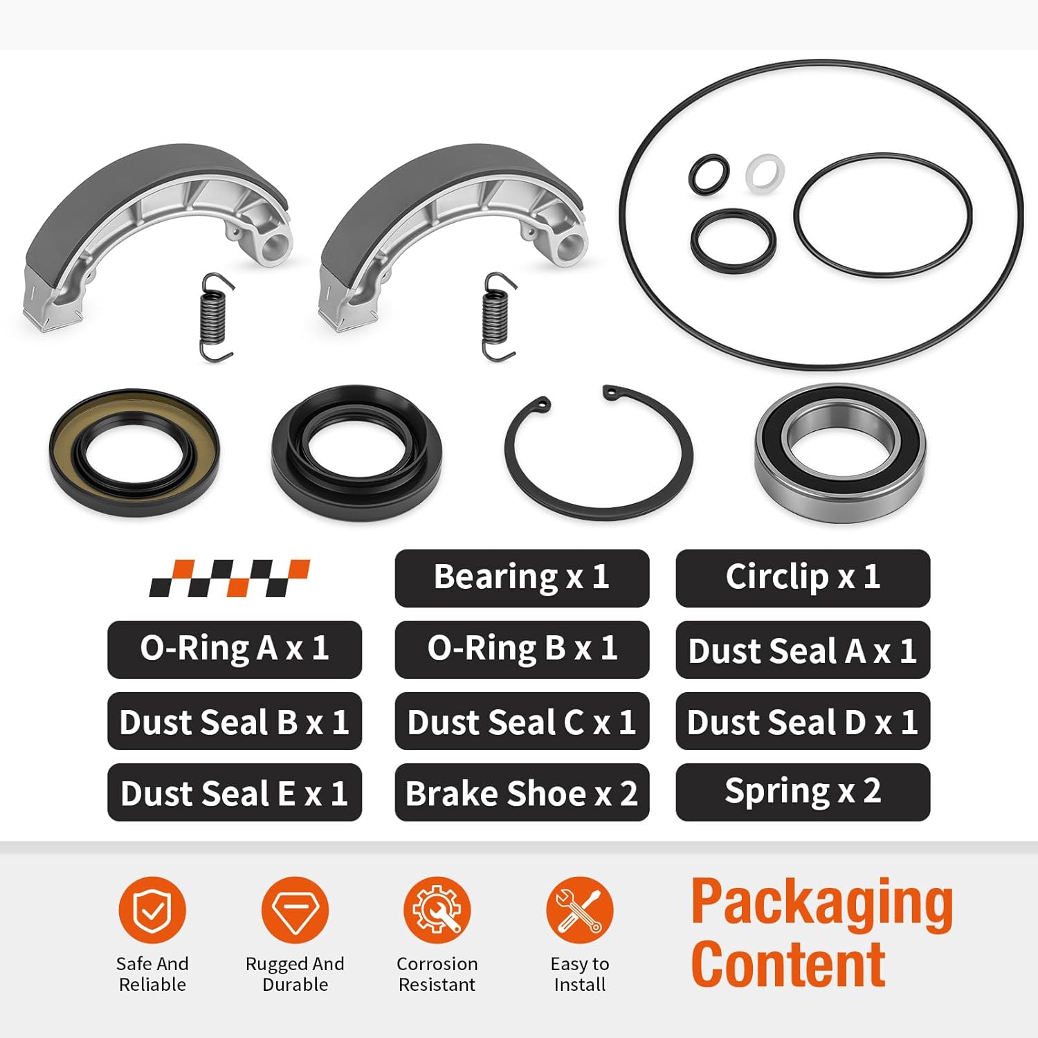 Rear Brake Drum Bearing Seals Shoes Kit for Honda Rancher 420 TRX420 2007-2013 06450-HN5-671