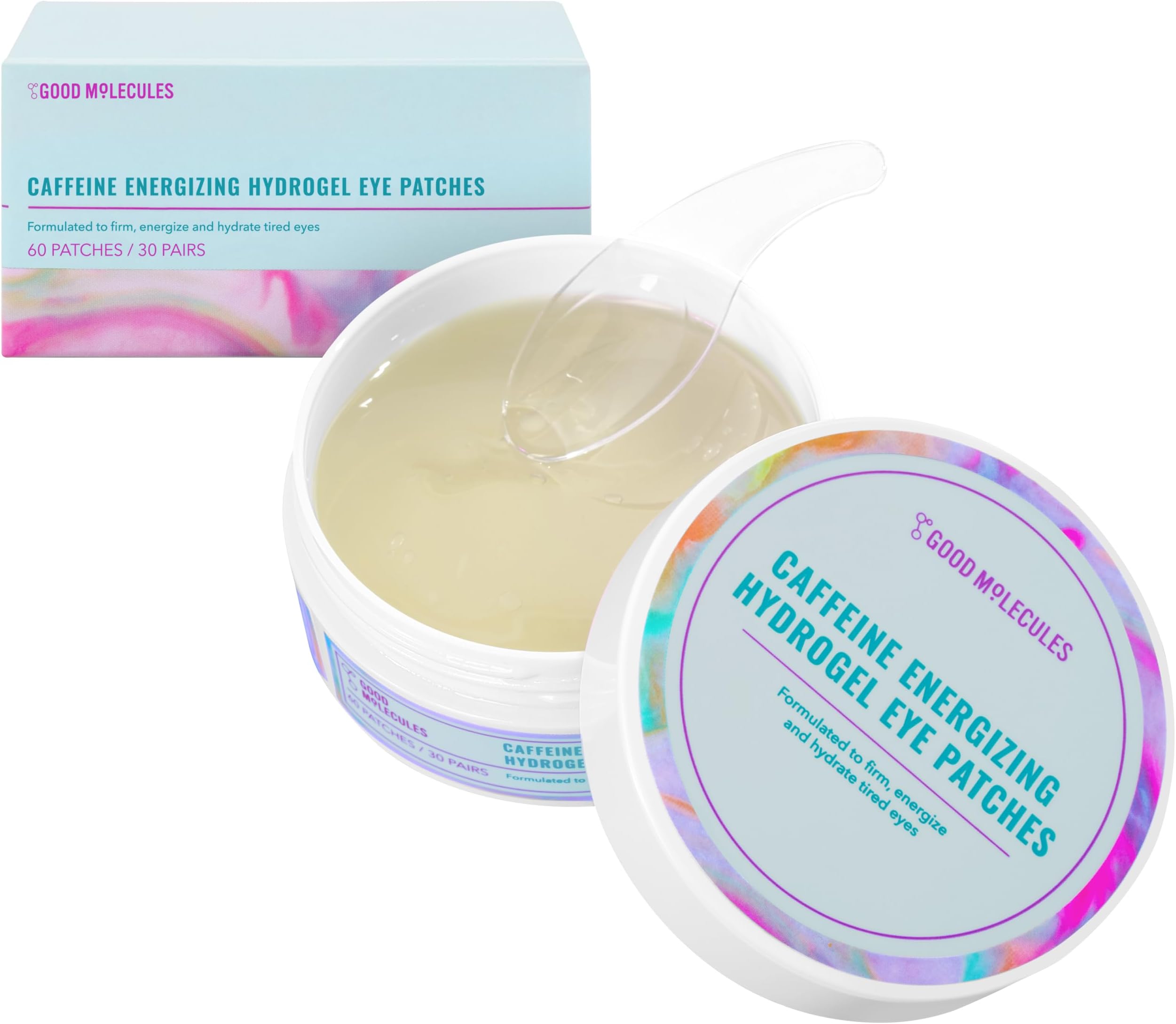 Good Molecules Caffeine Energizing Hydrogel Eye Patches 30 Pairs! Formulated with Caffeine, Niacinamide and Hyaluronic Acid! Eye Mask To Firm, Energize and Hydrate Tired Eyes! Vegan and Cruelty Free!