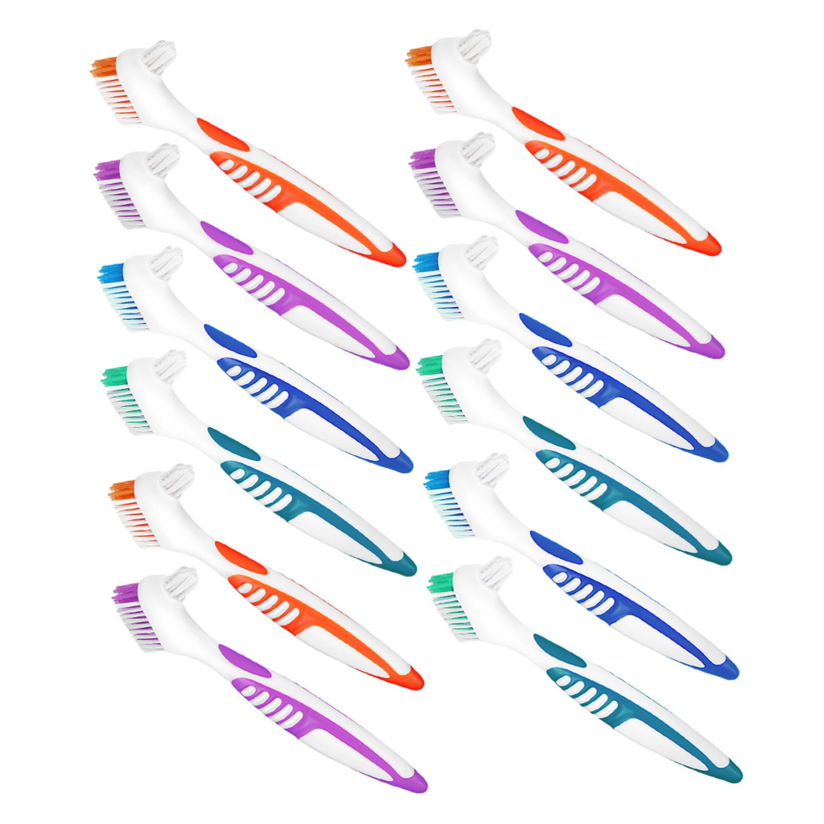 Veemoon 12pezzi Spazzolino Per Protesi Dentarie Mobili Da Design Doppia Faccia Strumento Per Pulizia Di Dentiere e Apparecchi Ortodontici Morbido e Ergonomico Per Uso Quotidiano e Portatil