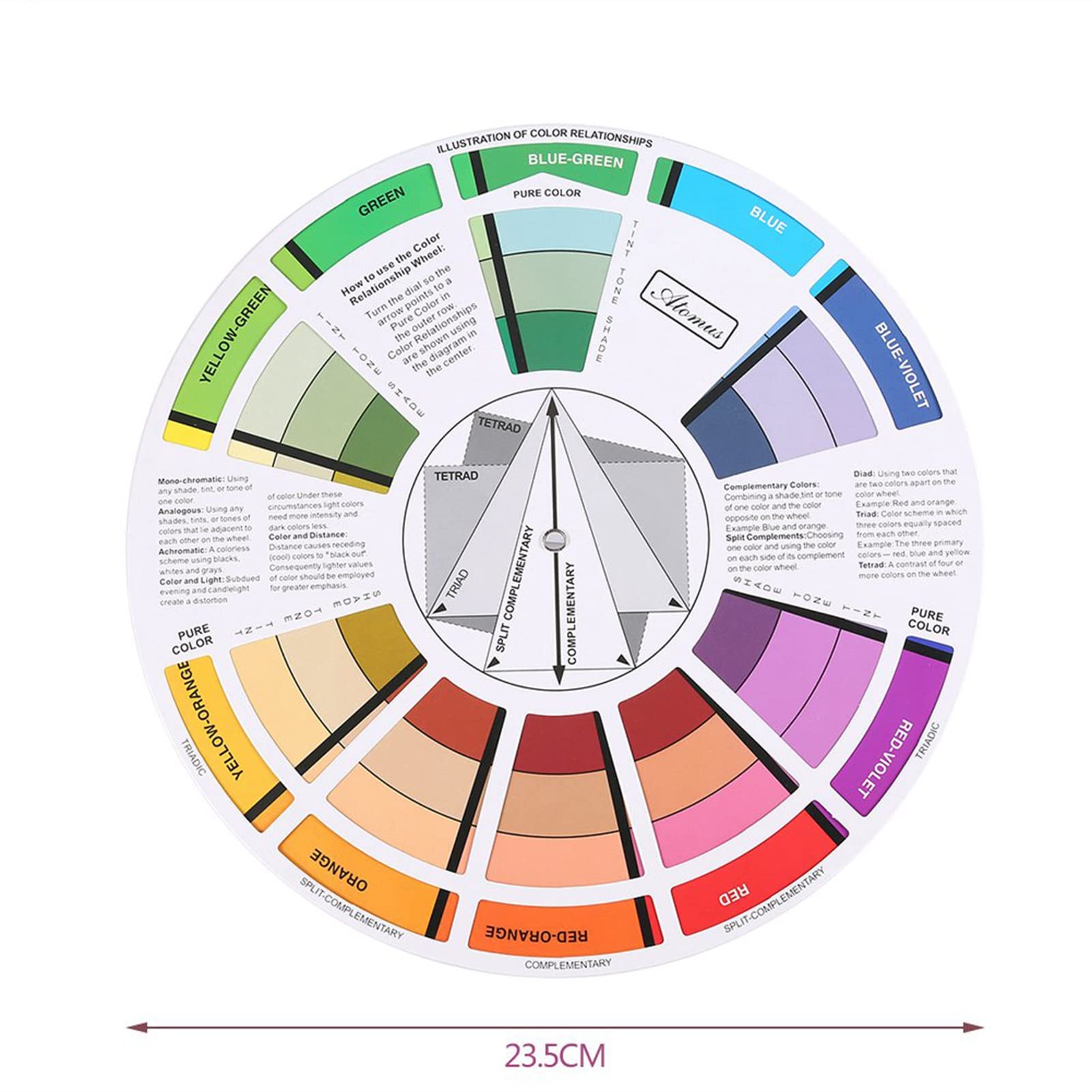 Rueda De Color Giratoria Para Artistas - Doble Cara, 23 Cm, Teoría Del Color Y Mezclas Para Pintura Y Diseño