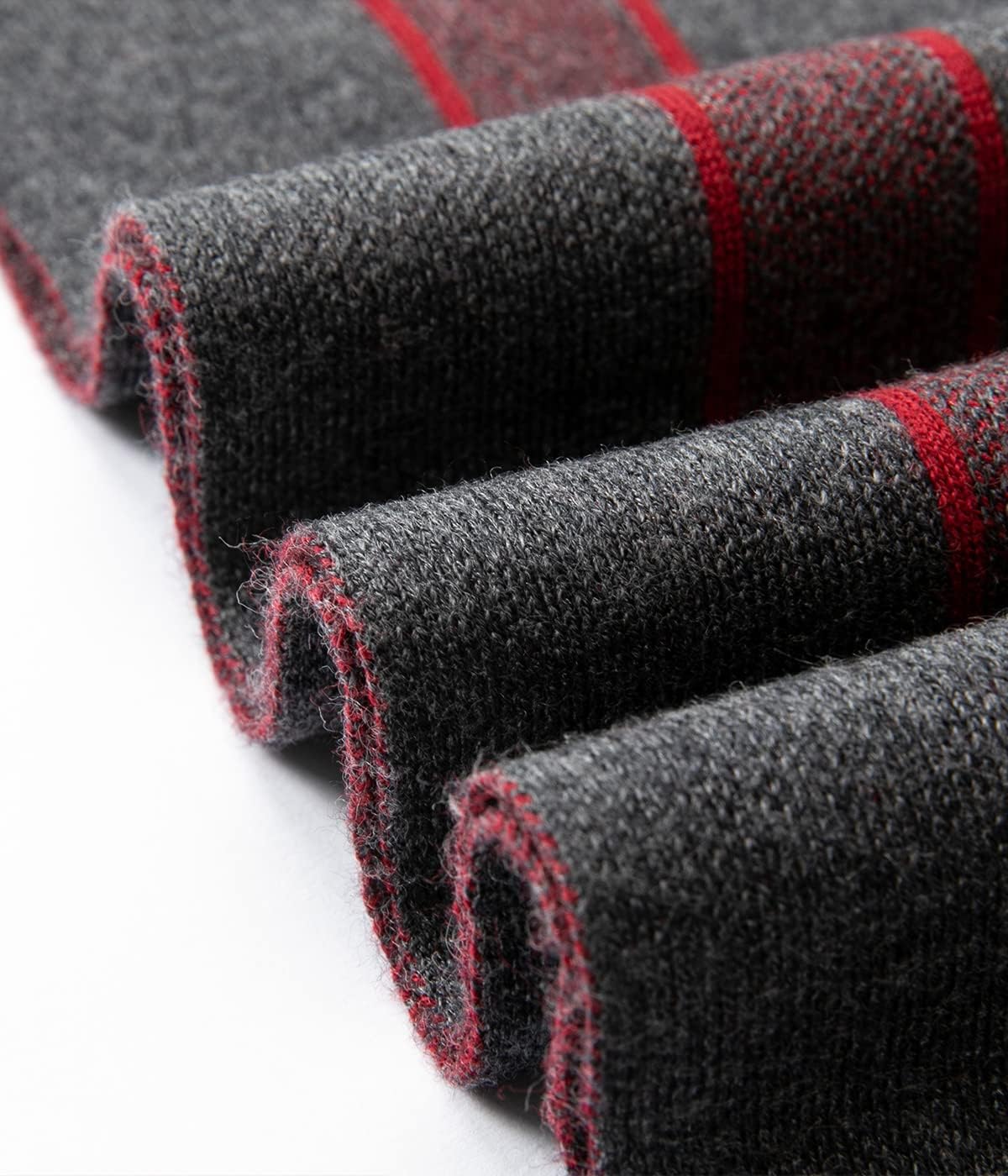 Villand Luxurious Mens Striped Merino Wool Scarf - Gift Box Wrapped Winter Soft Warm Thick Knitted Neckwear for Men - Image 3