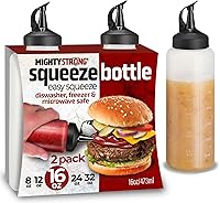 MIGHTYSTRONG 16oz Condiment Squeeze Bottles (2 Pack) - Leakproof Plastic Squirt Bottles for Ketchup, Oils, Sauces - Kitchen BBQ Essential