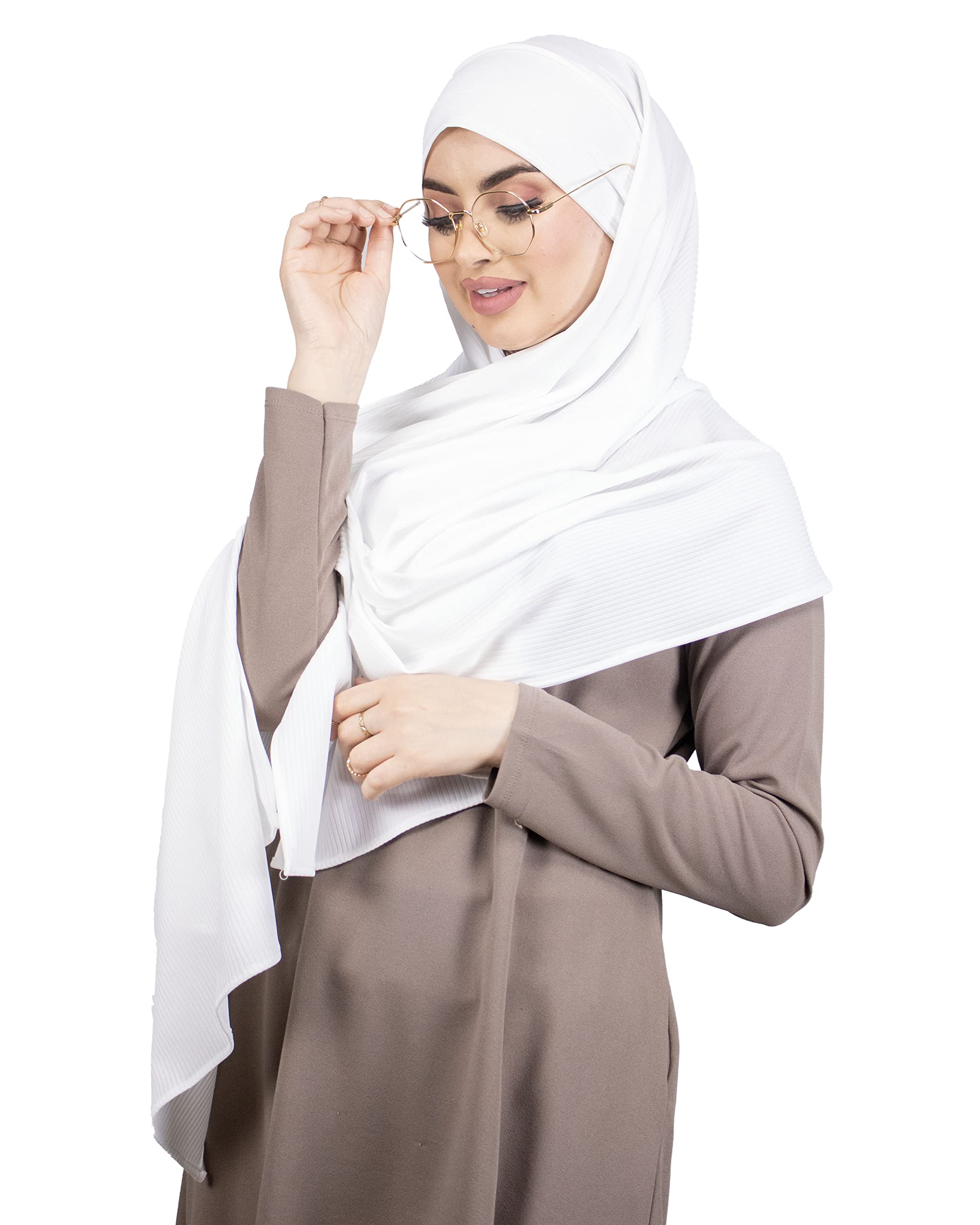 Hijab à Enfiler Avec Bonnet Intégré - Léger, Respirant, Protection Solaire, Bordure Dentelle, Pour Voyage