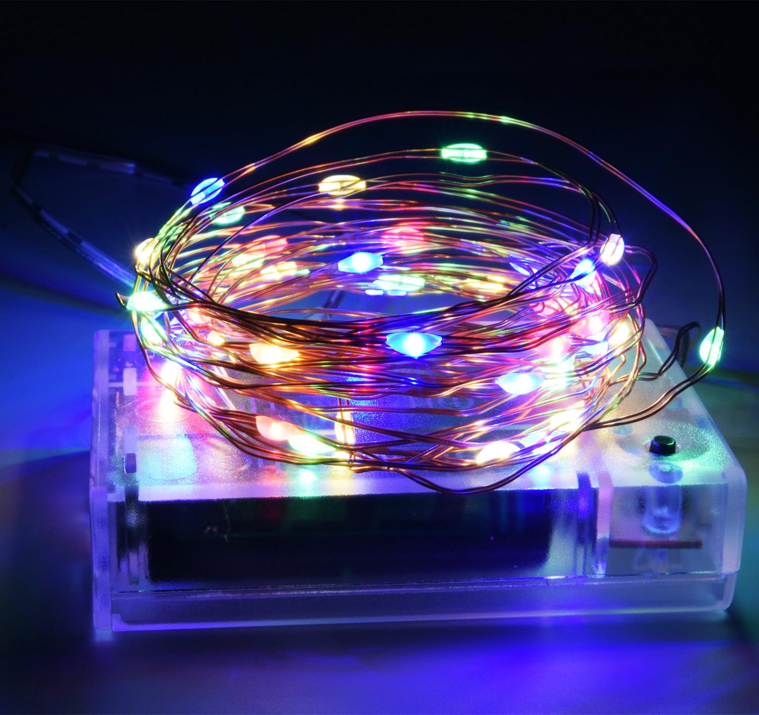 TuoTu Fairy Lights, Battery Operated Christmas String Lights with 8 Flashing Modes and 8-16 Hours Timer，5M/16ft 50 LED Copper Wire Light (Multi-Colored)
