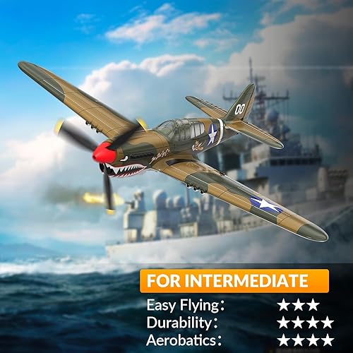 Miniatura 5 de VOLANTEXRC Avión de control remoto RC 4-CH P40 Warhawk RTF Avión de control remoto para principiantes y expertos con sistema estabilizador Xpilot,