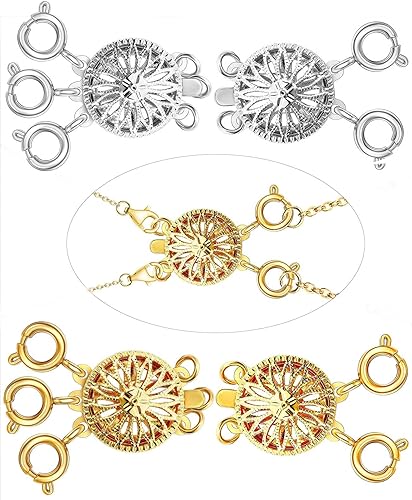 Miniatura 14 de Separadores de cierres para collares en capas para mujeres, oro de 14k y plata, joyería de seguridad sin enredos, convertidor de cierre con bloqueo