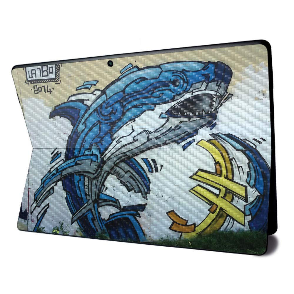MightySkins Carbon Fiber Skin for Microsoft Surface Pro X - Robo Shark | Textured Carbon Fiber Finish | Easy to Apply, Remove, and Change Styles | Made in The USA
