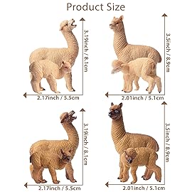 Toymany 8PCS Realistic Alpaca Figurines Llama Figures - Plastic Forest Jungle Animal Figurines, Christmas Birthday Toy Gift for Kids Boys Girls
