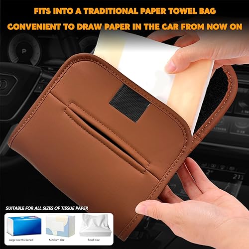 Miniatura 2 de FUHHP Soporte para pañuelos de automóvil accesorios para automóvil soporte de asiento trasero de piel sintética soporte dispensador de pañuelos para