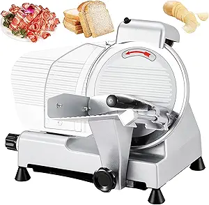 Premium Meat Slicer - Ideal for Deli Cuts and More - 10-inch Blade, 240W Motor, Chromium-plated Steel, Semi-Auto Design, for Commercial and Home Use.