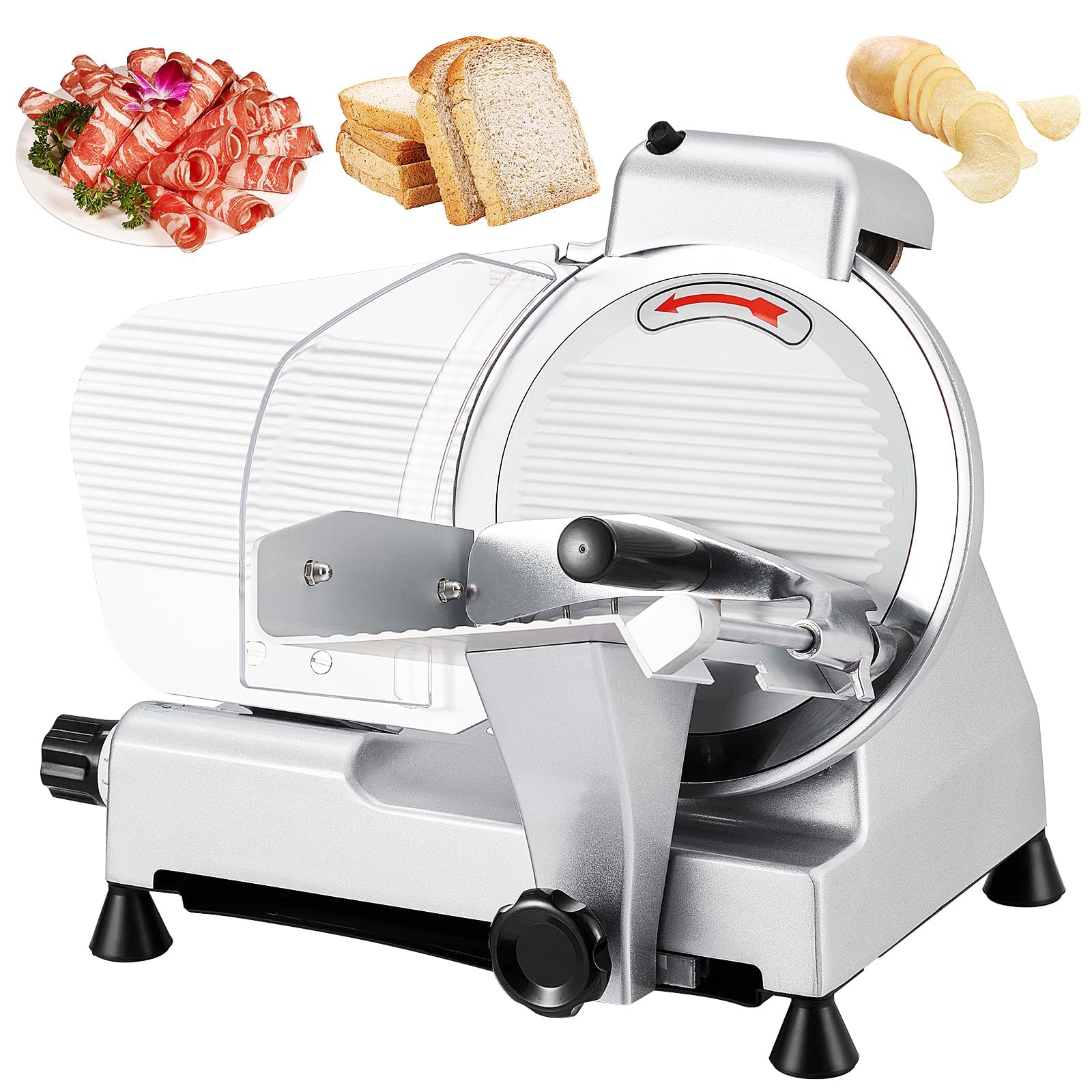 Premium Meat Slicer - Ideal for Deli Cuts and More - 10-inch Blade, 240W Motor, Chromium-plated Steel, Semi-Auto Design, for Commercial and Home Use.