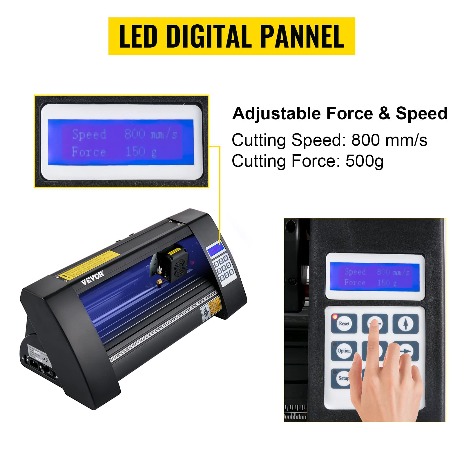 VEVOR Plotter da Taglio Vinile Semiautomatico con Luce Guida a LED, Modello KH-375A 375 mm Taglierina per Plotter Vinile Signmaster per Adesivi per Auto, Segnali Stradali, Palloncini, Caschi, ecc.