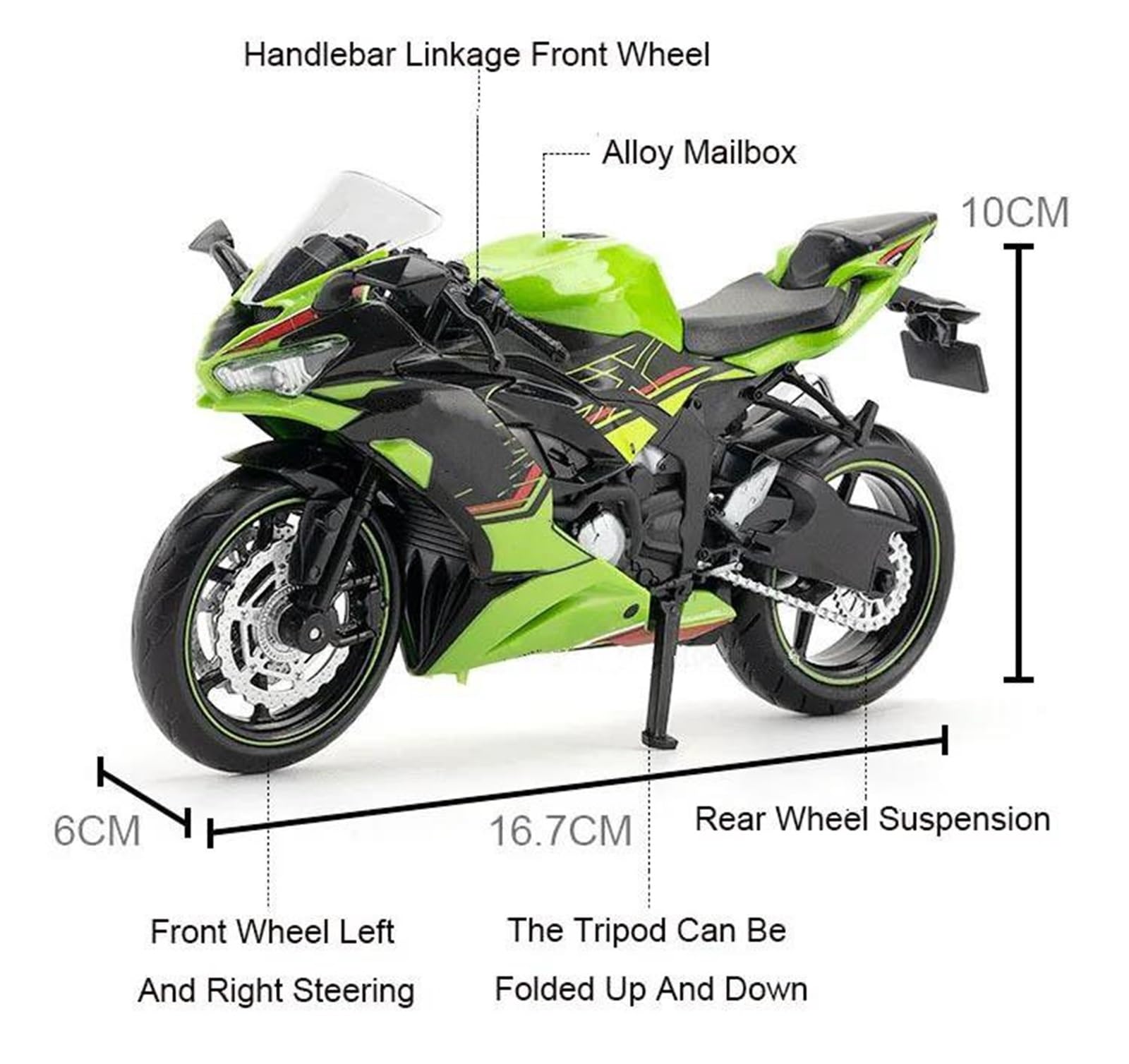 Modelo a escala de moto Moto De Juguete En Miniatura Metal Fundido A Presión A Escala 1/12, Regalo Colección Para Kawasaki Para NINJA ZX-6R(Vert)