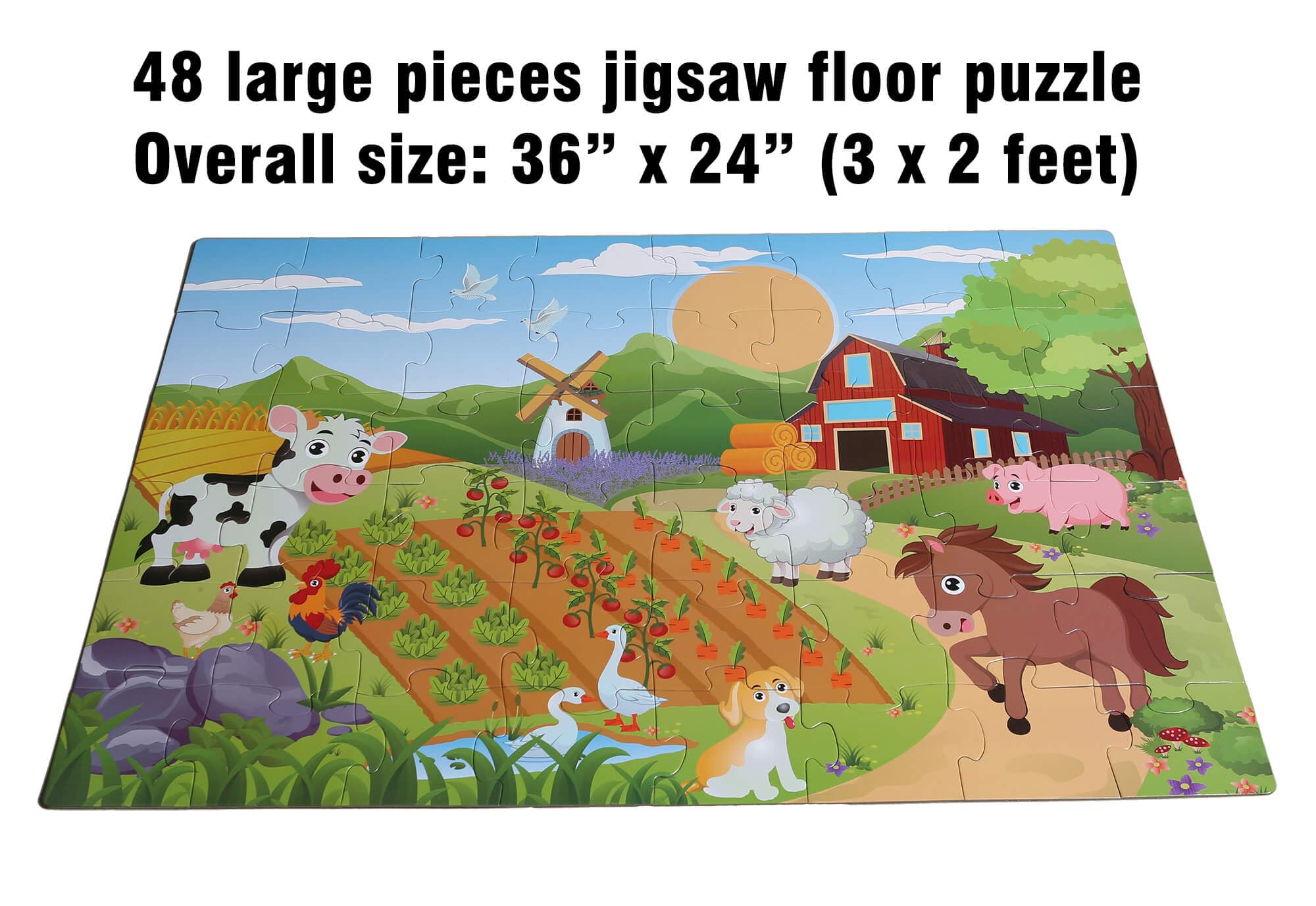 Farm Animal Floor Puzzle for Kids 48 Piece Jigsaw Puzzles for Kids Ages 3-5 - Image 2