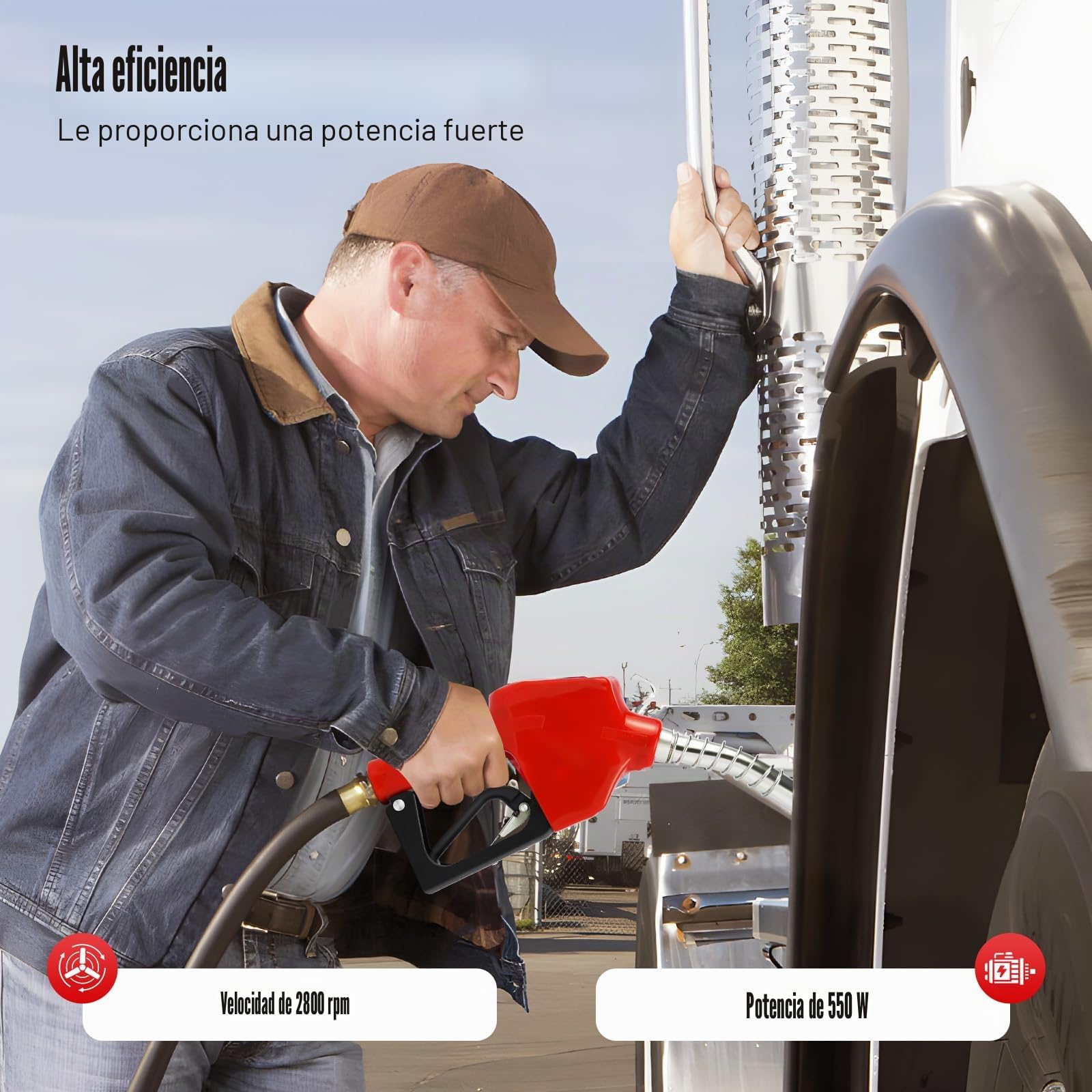 Bomba diésel, 230 V, 550 W, bomba autocebante, 60 L/min, bomba de gasóleo, juego completo, aspiración máxima de 5 m, pistola de llenado automática, bomba de aceite para maquinaria de construcción