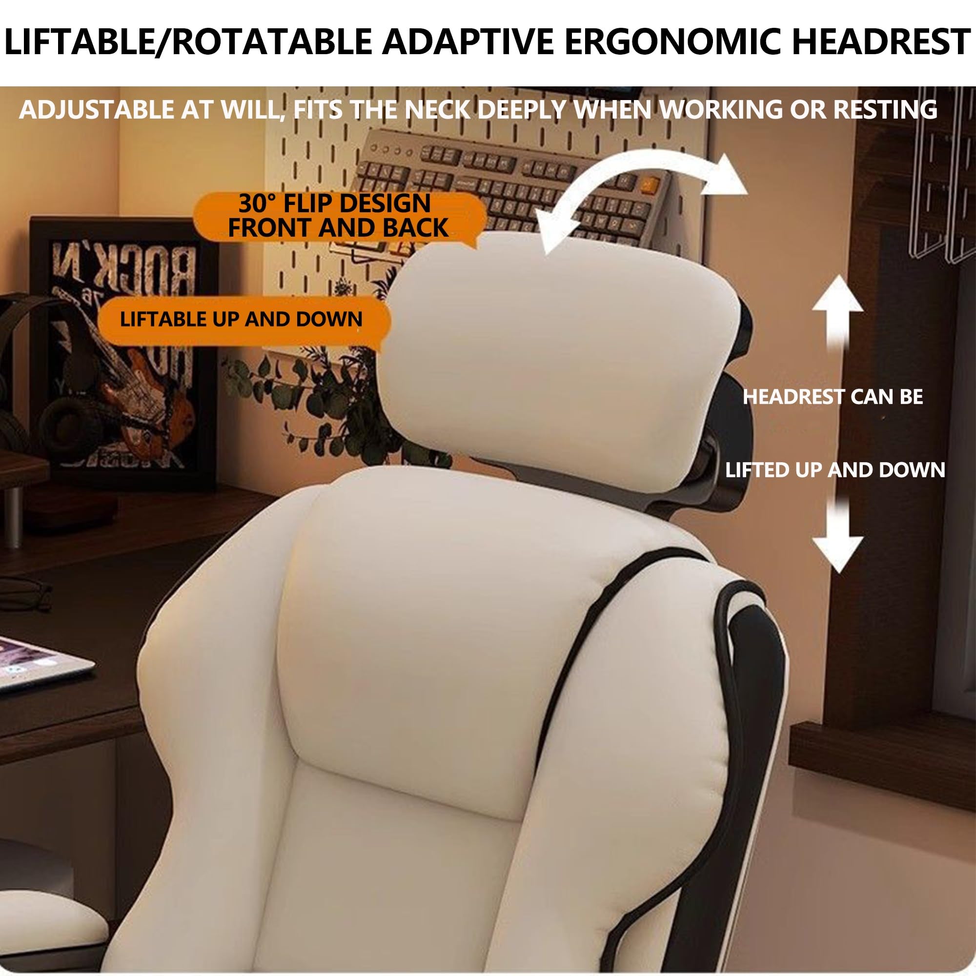 Sedia da gioco ergonomica regolabile con poggiatesta confortevole, struttura in acciaio, funzione reclinabile, ideale per lunghe ore di gioco e lavoro, supporto profondo, marrone