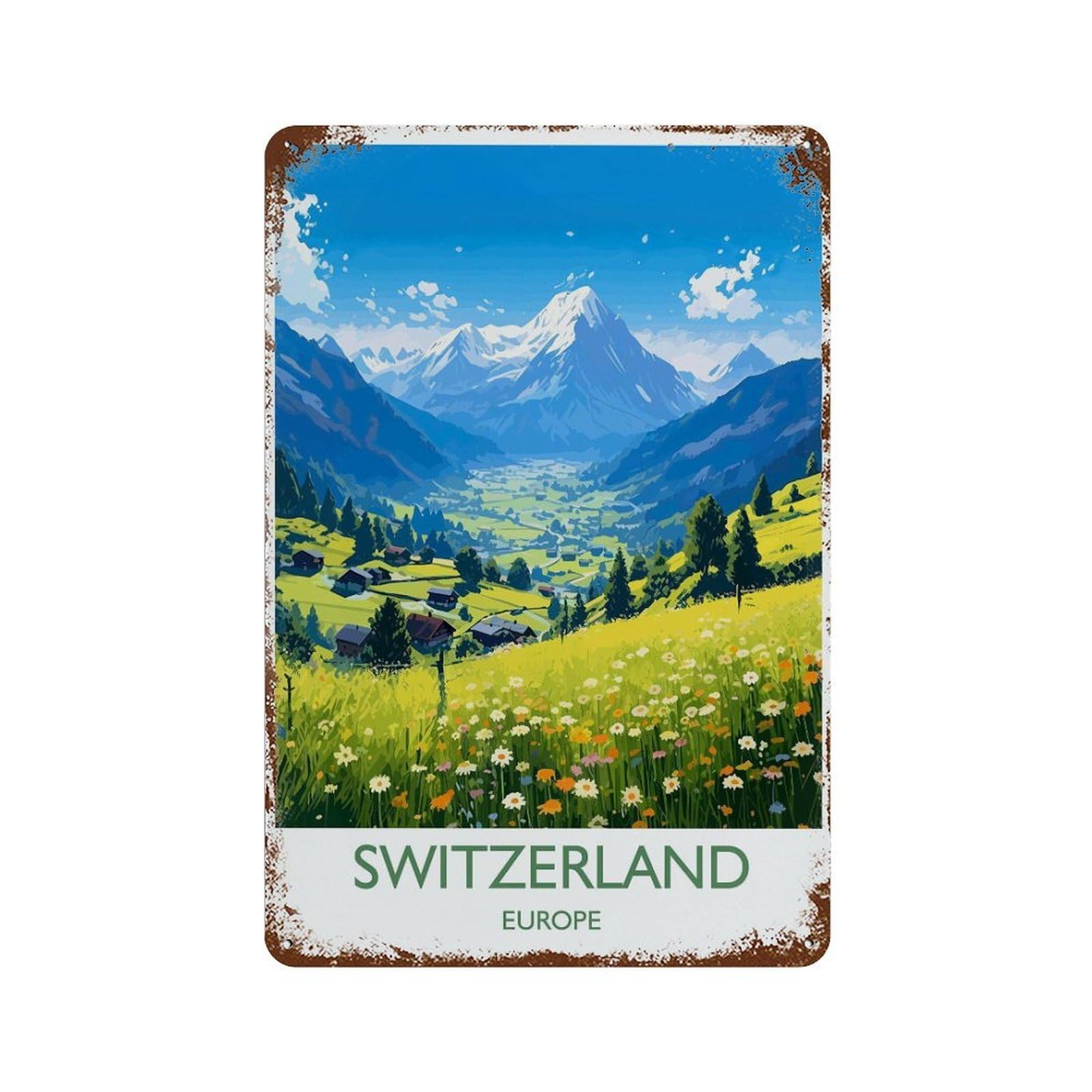 xiaoxiaoshen Switzerland Travel of Alps Swiss Gift (2) Wall Decor Art Metal Tin Poster Modern Home Decor Art Home Bar Shop Decorations Vintage Sign 30x20cm