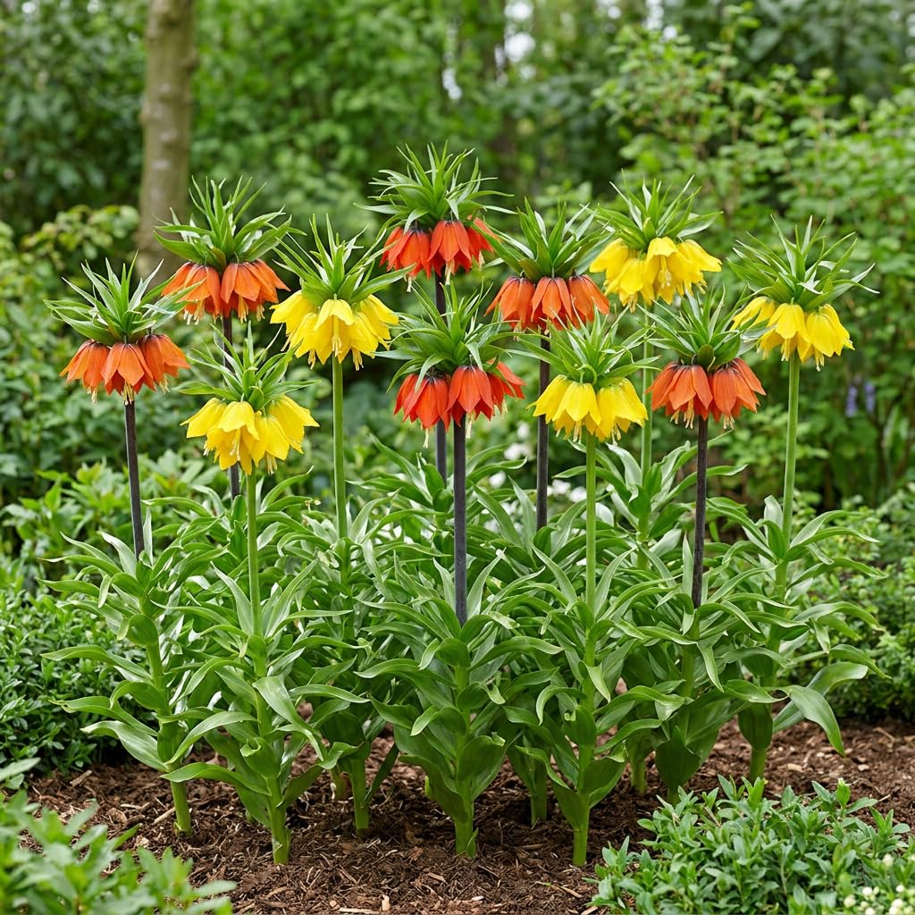 Fritillaires Couronne Impériale - 6 Bulbes - Bulbes de Fritillaires | Vivaces & Résistantes, Plantes de Hollande, Mélange Coloré (pas de graines, pas artificiel)