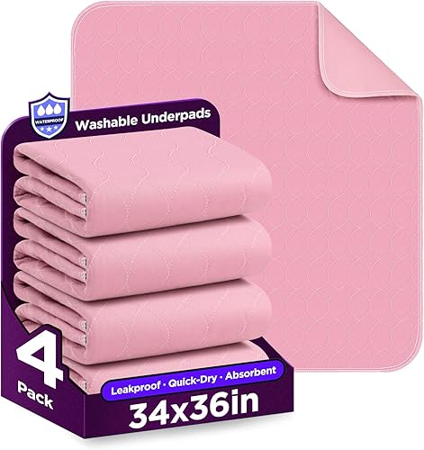 Miniatura 17 de Almohadillas de cama lavables de 36 x 72 pulgadas, paquete de 2, color gris, almohadillas impermeables para incontinencia, protectores contra orina